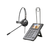 Teléfono IP para Call Center, incluye diadema HT201 y fuente de alimentación.
